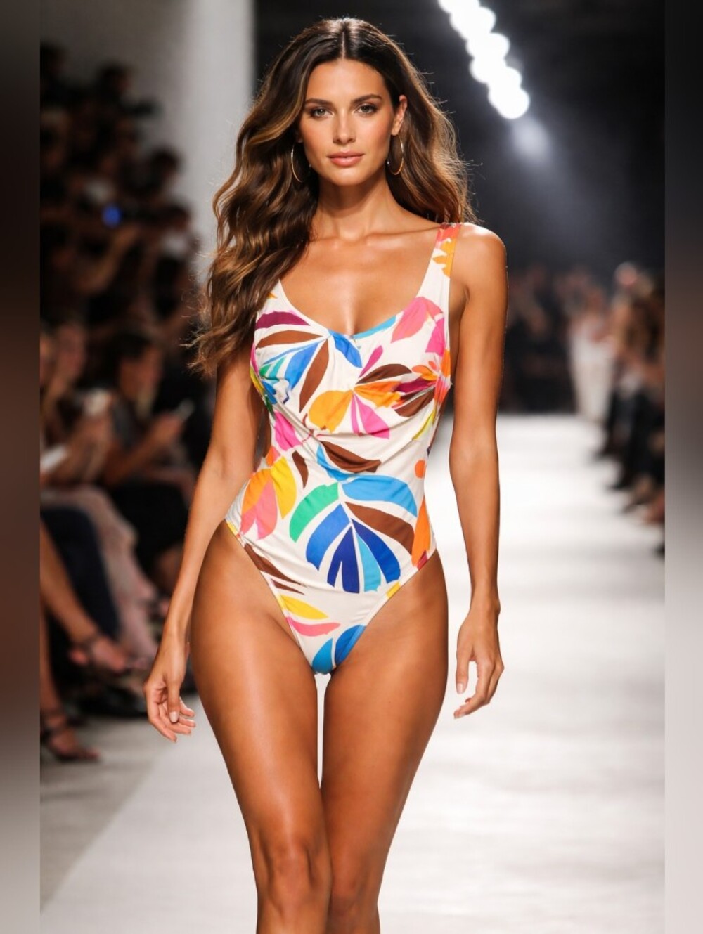 Tabitha Brown Swimsuit in Cream with Pink and Turquoise Accents